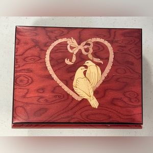 RARE Vintage "Ercolano" Hand Crafted High Gloss Red Wood Music Box.